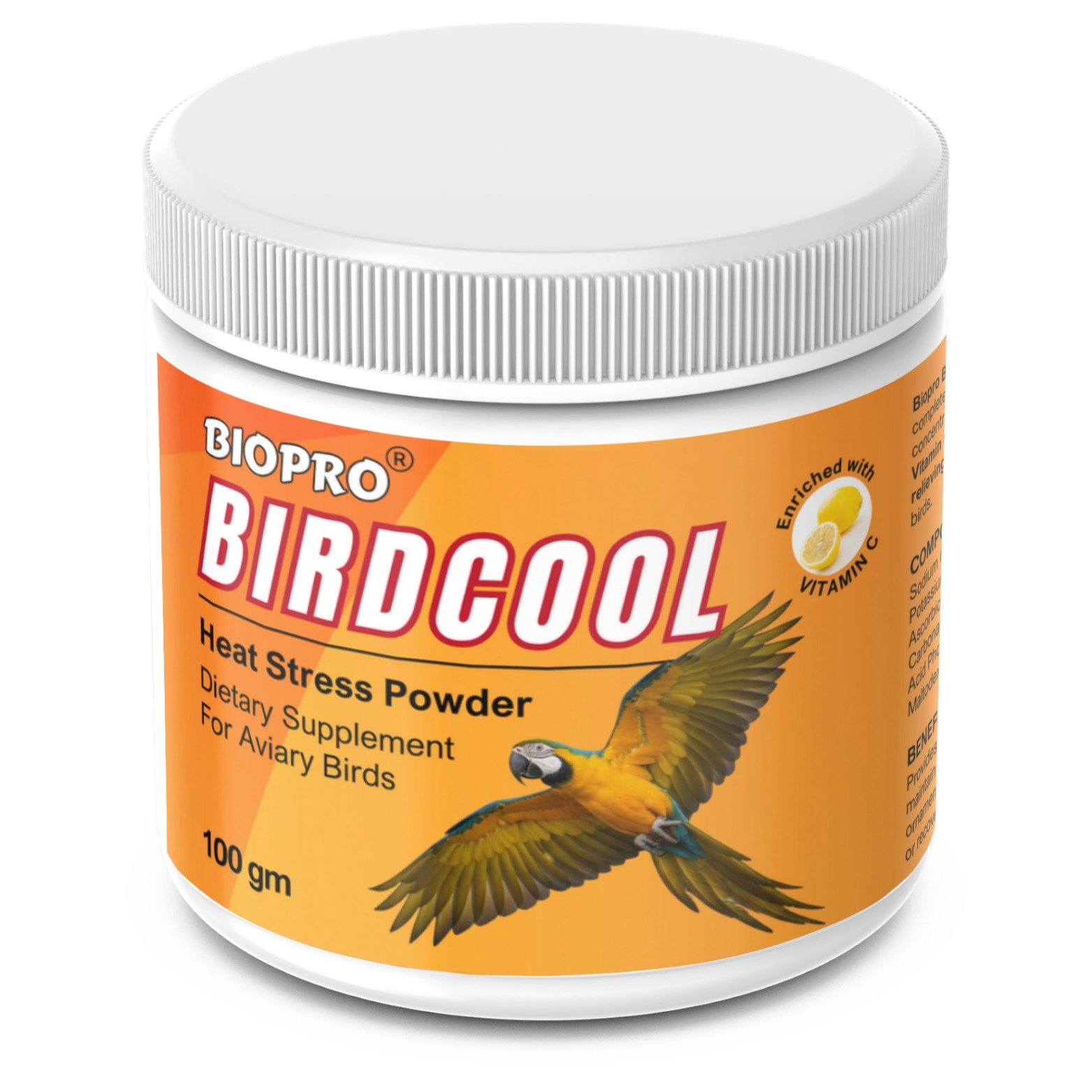 Biopro Birdcool Heat Stress Powder for Aviary Birds | Vitamin C & Electrolyte Supplement (100g)