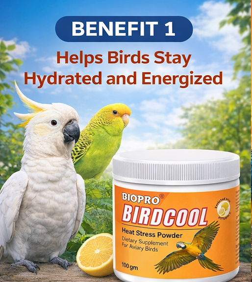 Biopro Birdcool Heat Stress Powder for Aviary Birds | Vitamin C & Electrolyte Supplement (100g) - Image 2